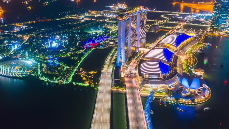 Singapore Skyline At Night (Marina Bay Area)